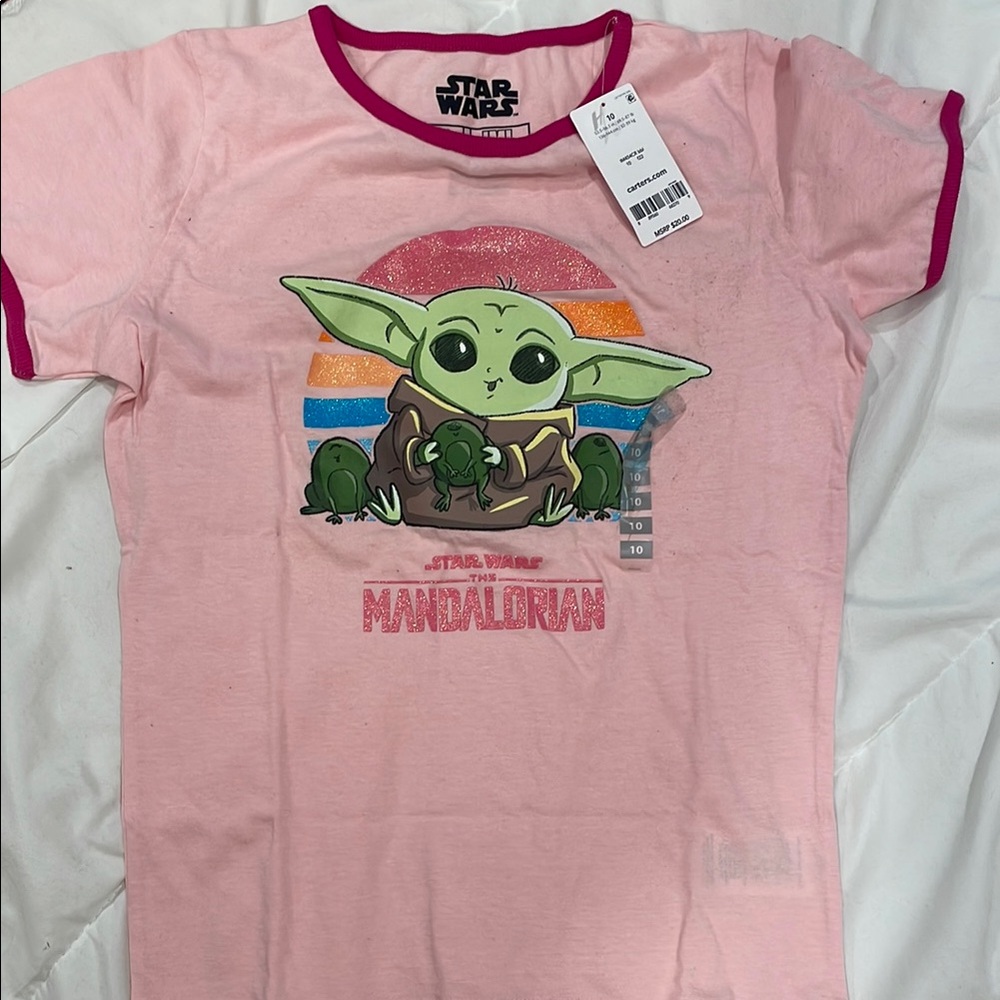 Carter's Pink Baby Yoda Short Sleeve Tee